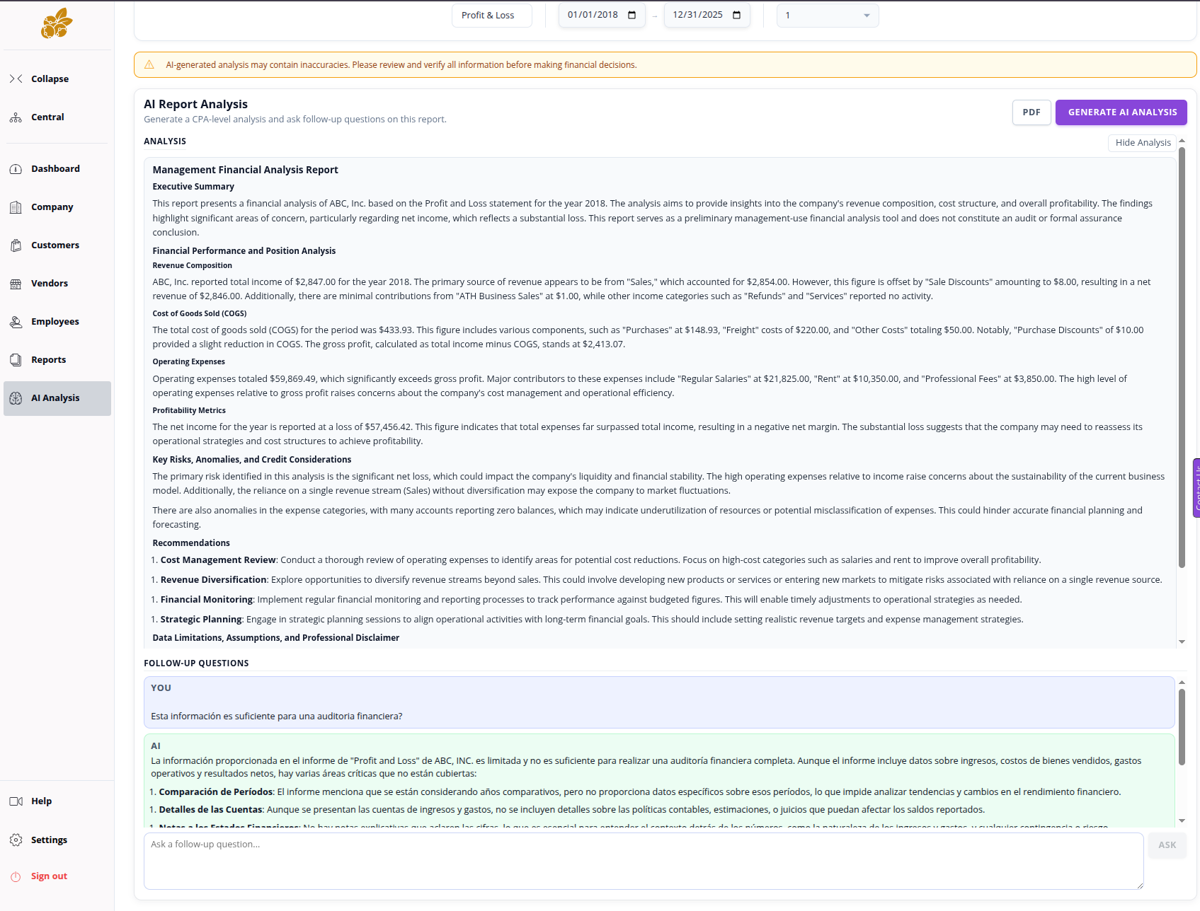 AI Analysis Module preview in