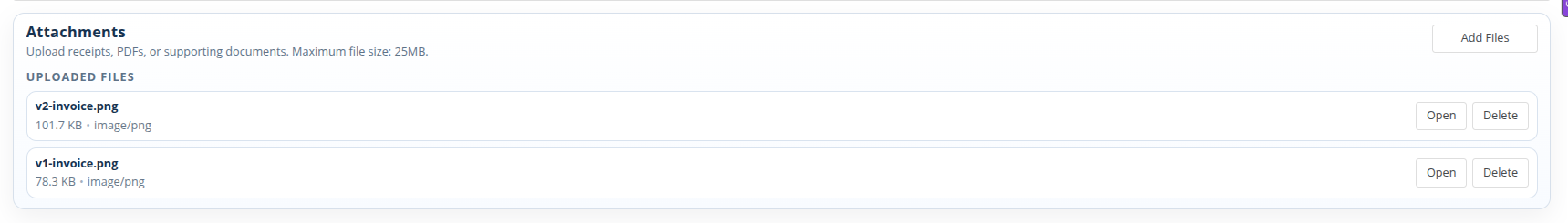 File attachment support in transactions