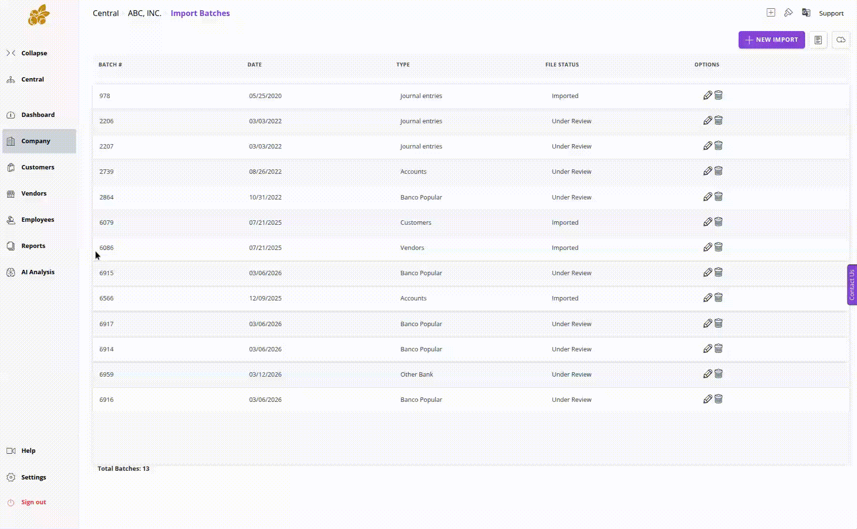 AI categorization for manual bank statement imports in